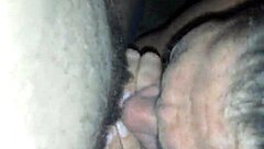 latina takes big black cock deep in her throat.