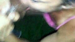 latina takes big black cock deep in her throat.