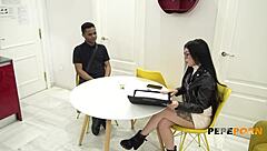 Monica teases a clueless black rookie with an anal fuck