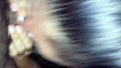 latina takes big black cock deep in her throat.