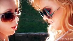 Busty blonde beauties explore toys together