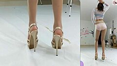 Asian Dancer Teases in Pantyhose and Panties for Amateur Show