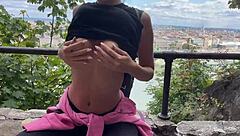 Quick Public Deepthroat Blowjob With Swallow And Cum, Amazing View For Brunette Babe