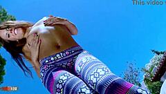 Why is cute whore Gala Brown masturbating by the pool? Watch her touch herself with small tits