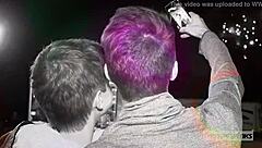 Two cute twinks fuck outdoors in gay cum-filled sex