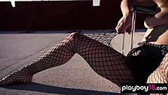 Big Boobed All Natural Latina Slut Mia Valentine Stripping On The Roof