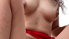 Training to fuck with dildo and hairy pussy