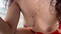 Training to fuck with dildo and hairy pussy