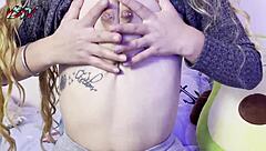 Tit worship close up 4k on my room