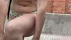 Young amateur buys lingerie and undresses on the street