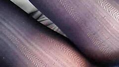 Peeking under nylon skirt at panties