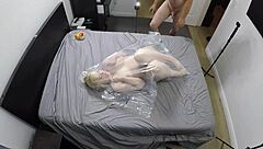 Blonde bombshell Annie Archer in a POV shower fetish video