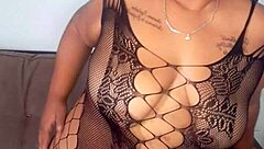 she touches her hairy body and releases juices