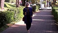 Nylon Boobs Flashed In Public By Mature Blonde Milf