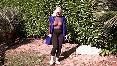 Nylon Boobs Flashed In Public By Mature Blonde Milf