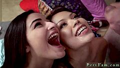 Teens enjoy anal threesome with stud