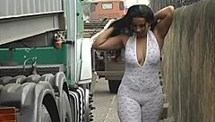 i'm soo nervous showing off my tits and ass on the streets and pier in santos sp