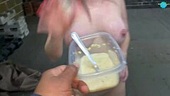 Street girl dances naked in public for friends