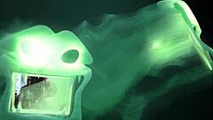 fat white woman at halloween with young black guy