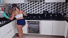 i got stuck in the kitchen and the employee helped me with his cock