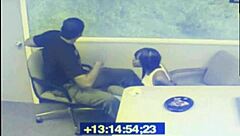 Black Babe Sucks Dick While Waiting, Caught on CCTV Leading to Intense Creampie Orgasm