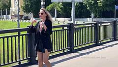 Russian Nudist Flashes Natural Tits On Crowded Beach