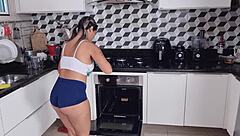 i got stuck in the kitchen and the employee helped me with his cock