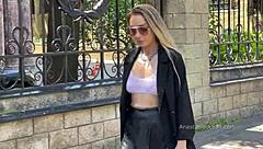 Russian Nudist Flashes Natural Tits On Crowded Beach