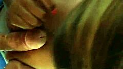 summer knight gives a sloppy handjob to that ebony cock