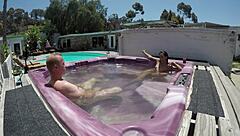 dayanara relaxes naked in the hot tub