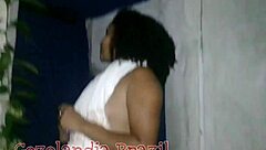 Latina Paty in Lingerie Serves Delivery Guy Outdoors