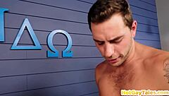 Hairy gay couple has passionate bareback sex with ass drilling