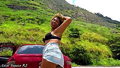 Hot Slut Touches Herself Outdoors During Road Trip