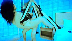 horny latina milf rides friend cowgirl on swing homemade.