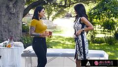 Silvia Saige and Ivy Lebelle indulge in lesbian pleasure while waiting for their masseuse