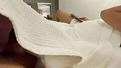 My stepsister jerks me off while I watch TV