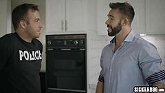 Corrupt policeman bangs sexy fiancee while teen watches blowjob.