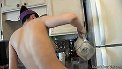 Janice subtly reveals nude pussy and tits during house tour