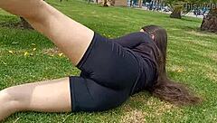 Latina Teen Exercises Without Underwear, Hole in Shorts Exposed in Homemade Video