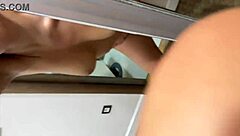 Mirror quickie with ex-girlfriend's giant pussy creampie