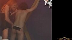 trans with big cock fucks submissive's ass in bdsm swing house