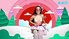 Teen amateur cosplays as Paulina Sanchez Danny Phantom masturbating on webcam with dildo orgasm