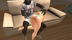 Sofa sex with a beautiful black woman