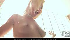 i soaped up that showering blond and ate her out roughly