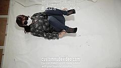 Amateur Strips Underwear In Fetish Session With Clothes Ripped