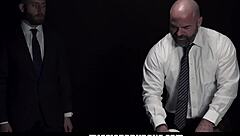 Horny priest watches missionary boy get bareback fucked