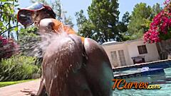 Channell Heart, the curvy black goddess, performs rimjob and blowjob on a big cock with her fat ass. She licks and sucks deeply.