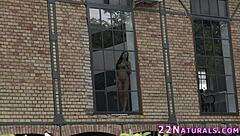 Glamorous sex kitten's narrow twat bursts with pee