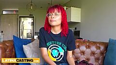 Cute Redhead Latina Gets Rough Ass Fuck and Facial in Fake Casting.