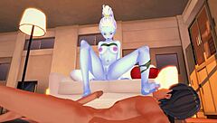 Vados Teases with Feet Licking and Footjob in Dragon Ball Hentai, Leading to Cumshot.